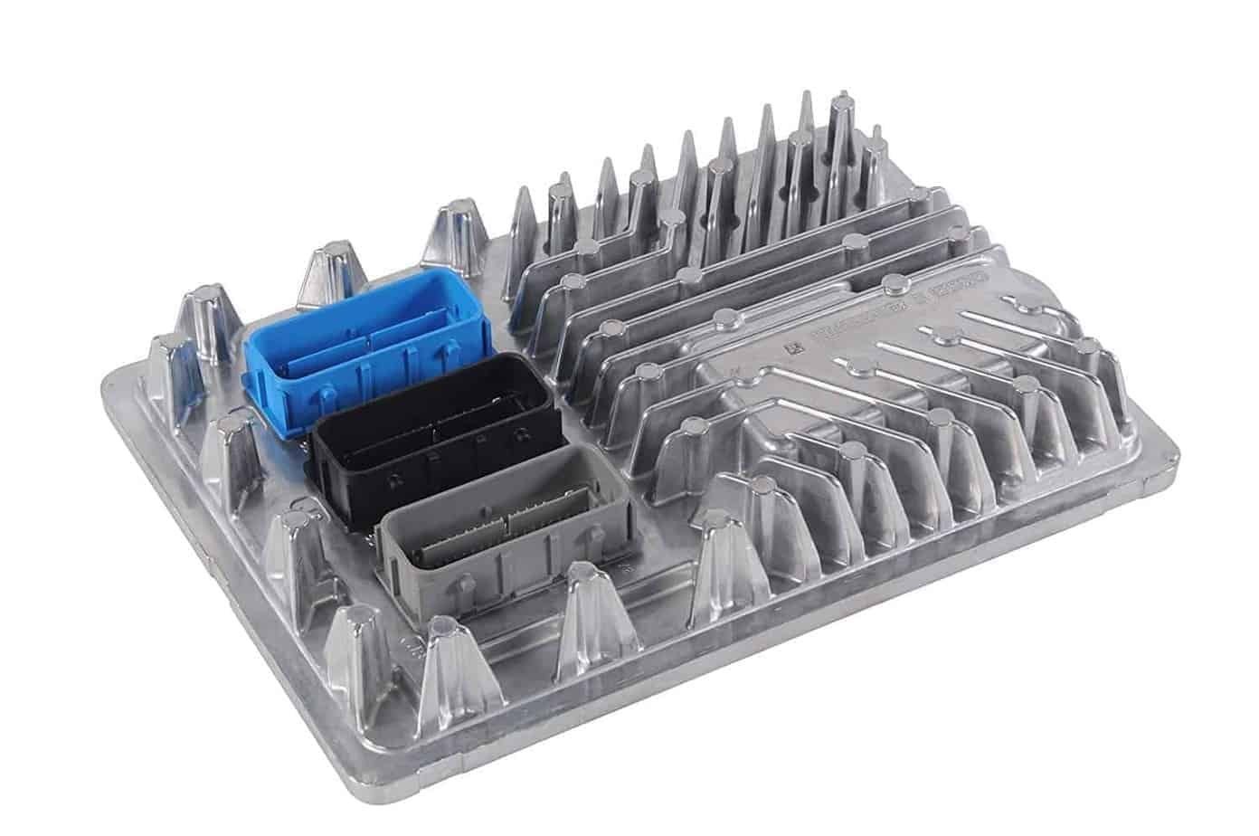 GM E92 engine control module with blue, black and gray connectors